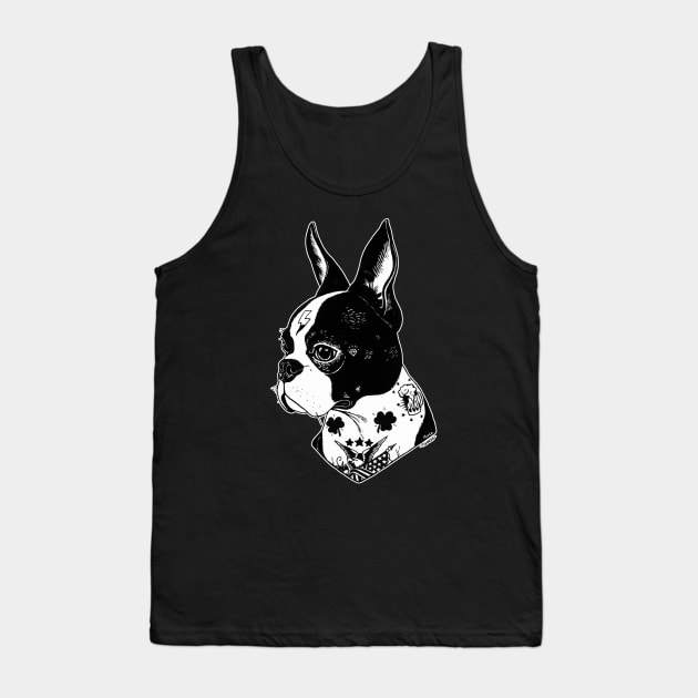 Tattooed Boston Terrier Tank Top by PaperTigress